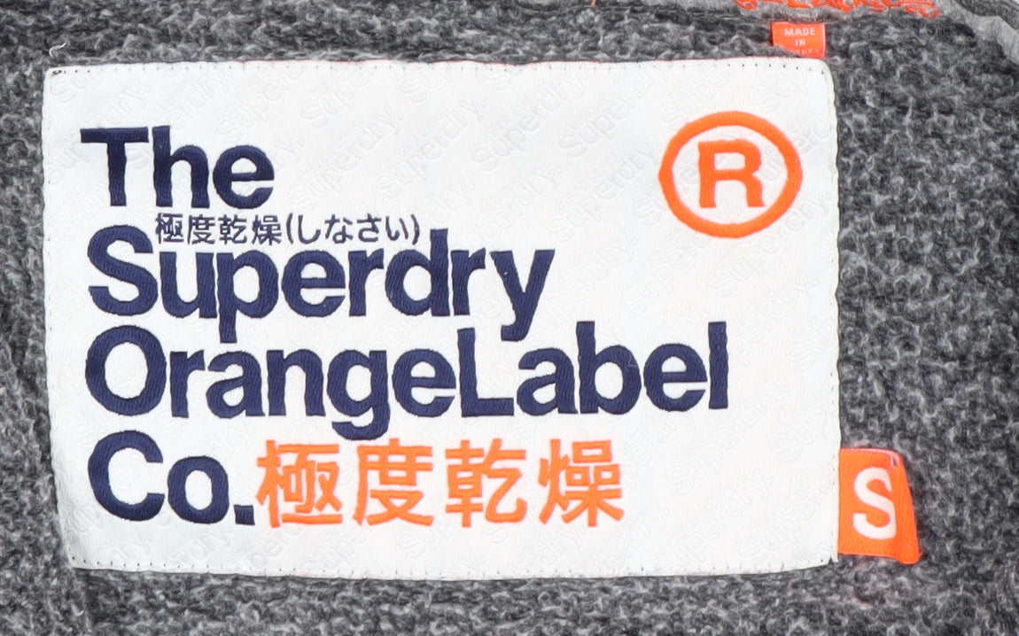 Superdry Men’s Black Full Zip Hoodie Size S Orange Label Fleece