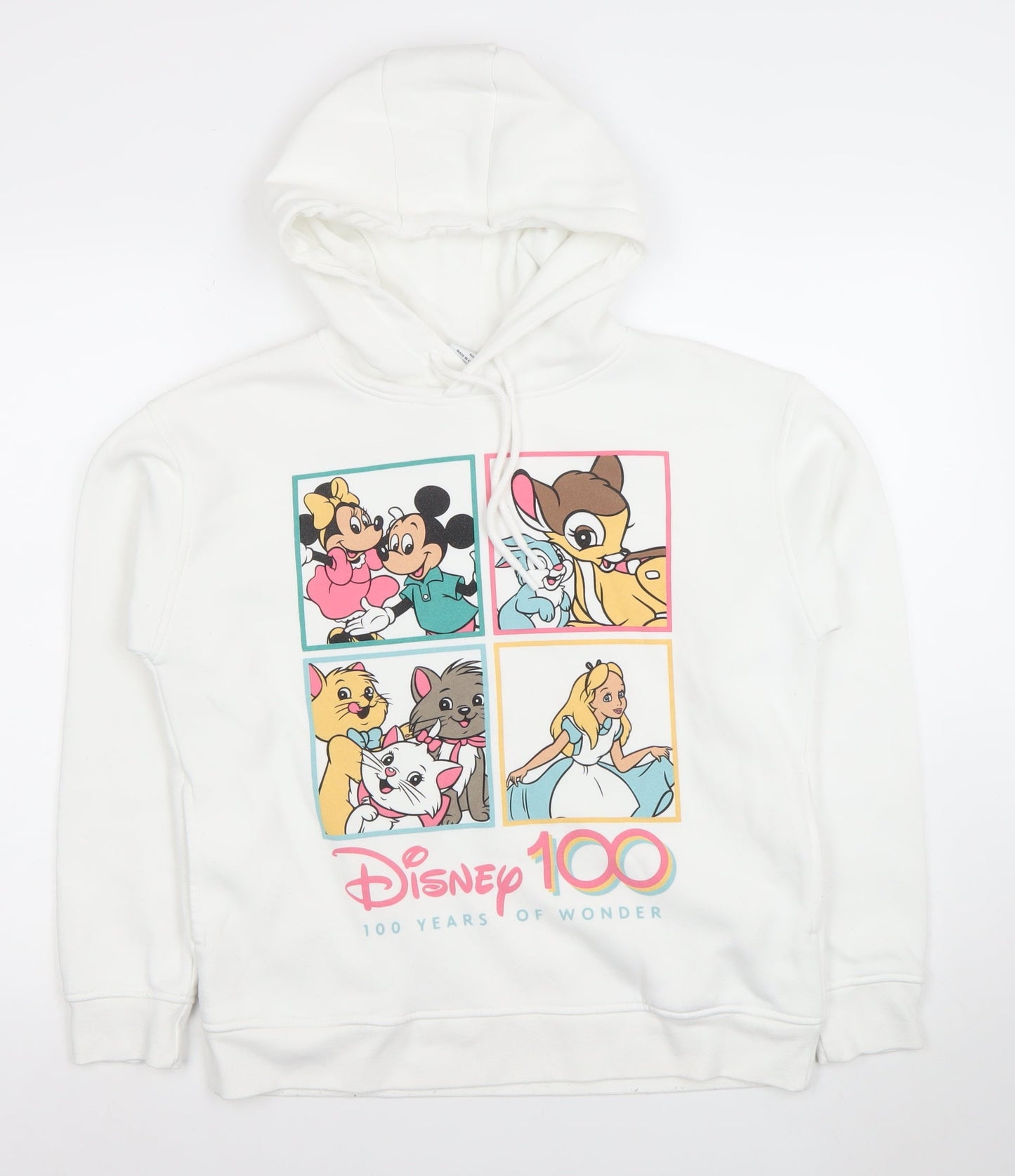 Disney x Primark White Hoodie Women S Pullover Graphic 100 Years of Wonder