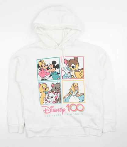 Disney x Primark White Hoodie Women S Pullover Graphic 100 Years of Wonder