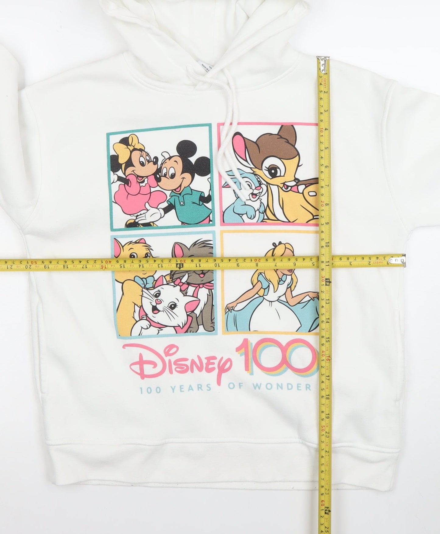Disney x Primark White Hoodie Women S Pullover Graphic 100 Years of Wonder
