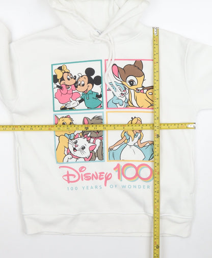 Disney x Primark White Hoodie Women S Pullover Graphic 100 Years of Wonder