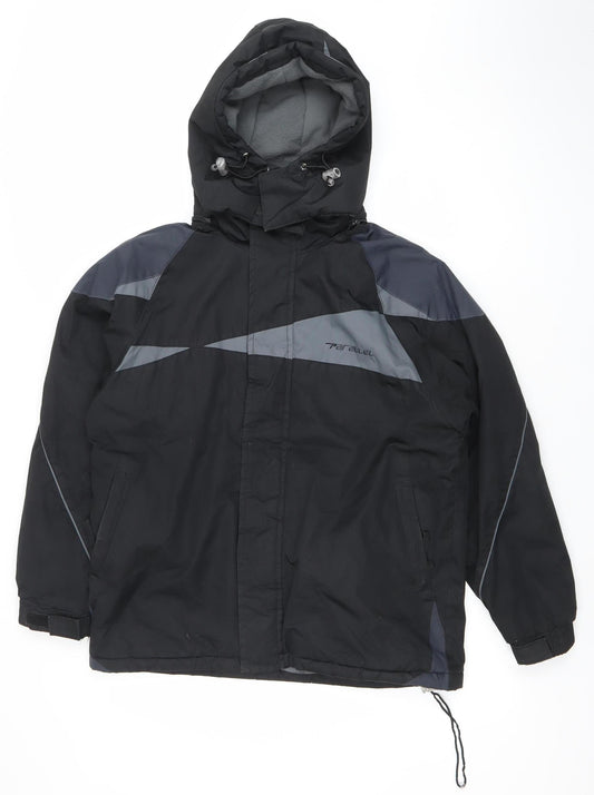 Parallel Boys Black Ski Jacket 11-12 Years Hooded Winter Coat