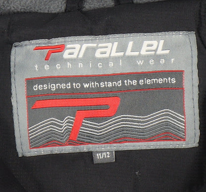 Parallel Boys Black Ski Jacket 11-12 Years Hooded Winter Coat