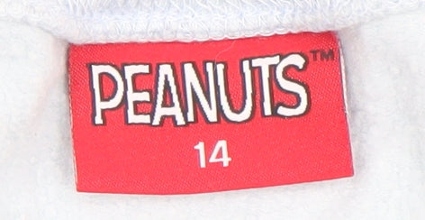 Tu Peanuts Women's Blue Snoopy 'Be Happy' Pullover Sweatshirt Size 14