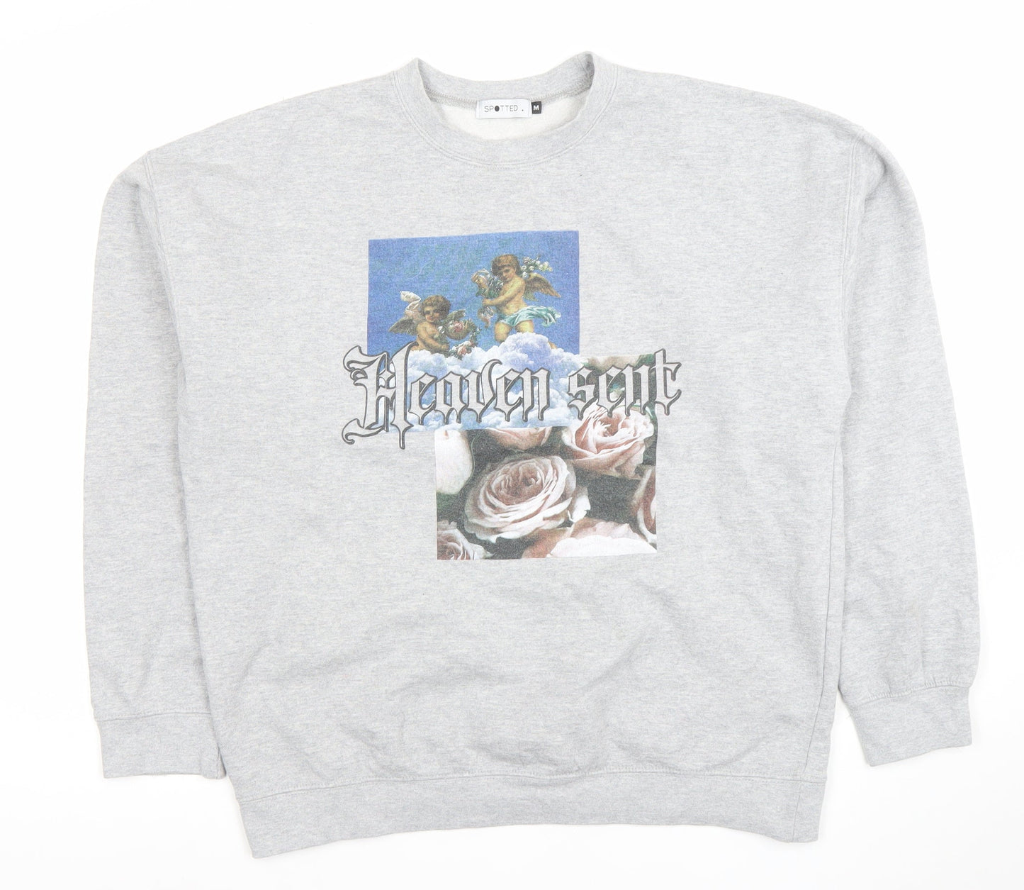 Womens UK Size M Spotted Grey Pullover Sweatshirt