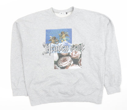 Womens UK Size M Spotted Grey Pullover Sweatshirt