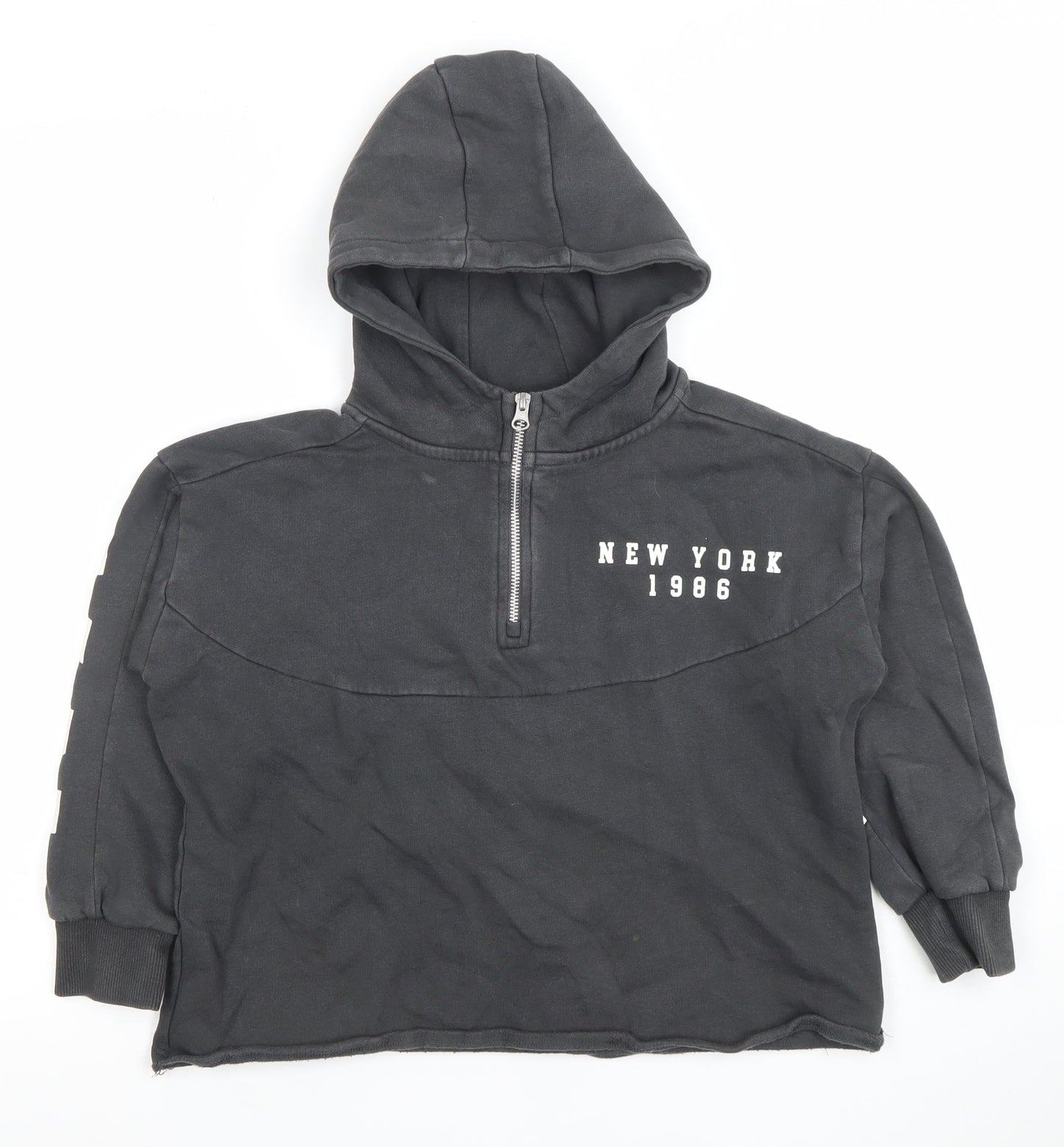 Next Boys Black 9 Years 1/2 Zip Hoodie New York 1986 Graphic Print