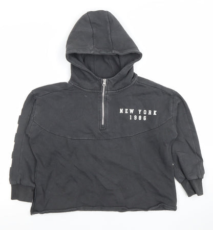 Next Boys Black 9 Years 1/2 Zip Hoodie New York 1986 Graphic Print