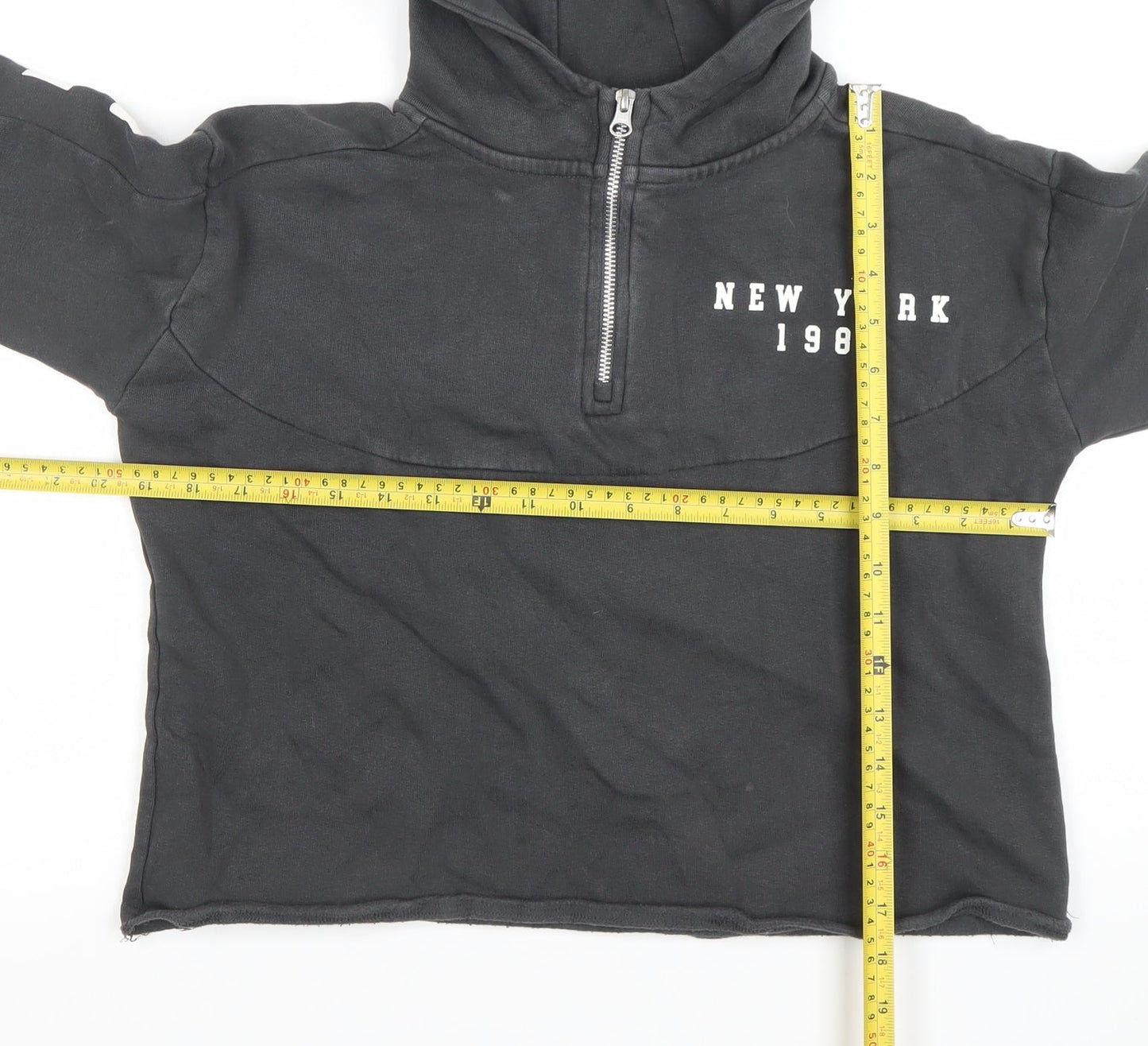 Next Boys Black 9 Years 1/2 Zip Hoodie New York 1986 Graphic Print