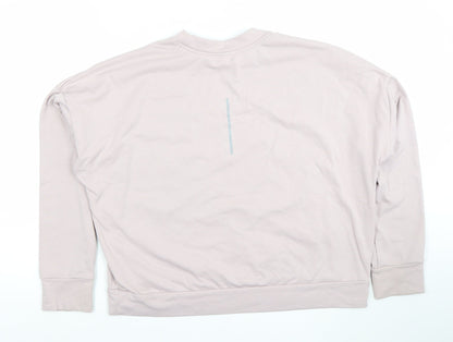 Nike Women Beige Dri-FIT Running Sweatshirt L Crew Neck Long Sleeve