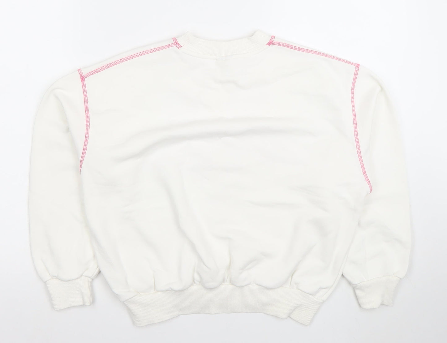 ZARA Girls White Floral Pullover Sweatshirt 11-12 Years Cotton Fleece