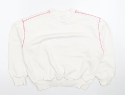 ZARA Girls White Floral Pullover Sweatshirt 11-12 Years Cotton Fleece