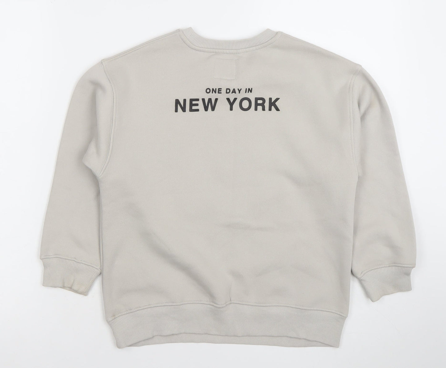 Zara Girls Beige Graphic Pullover Sweatshirt 8-9 Years New York Print