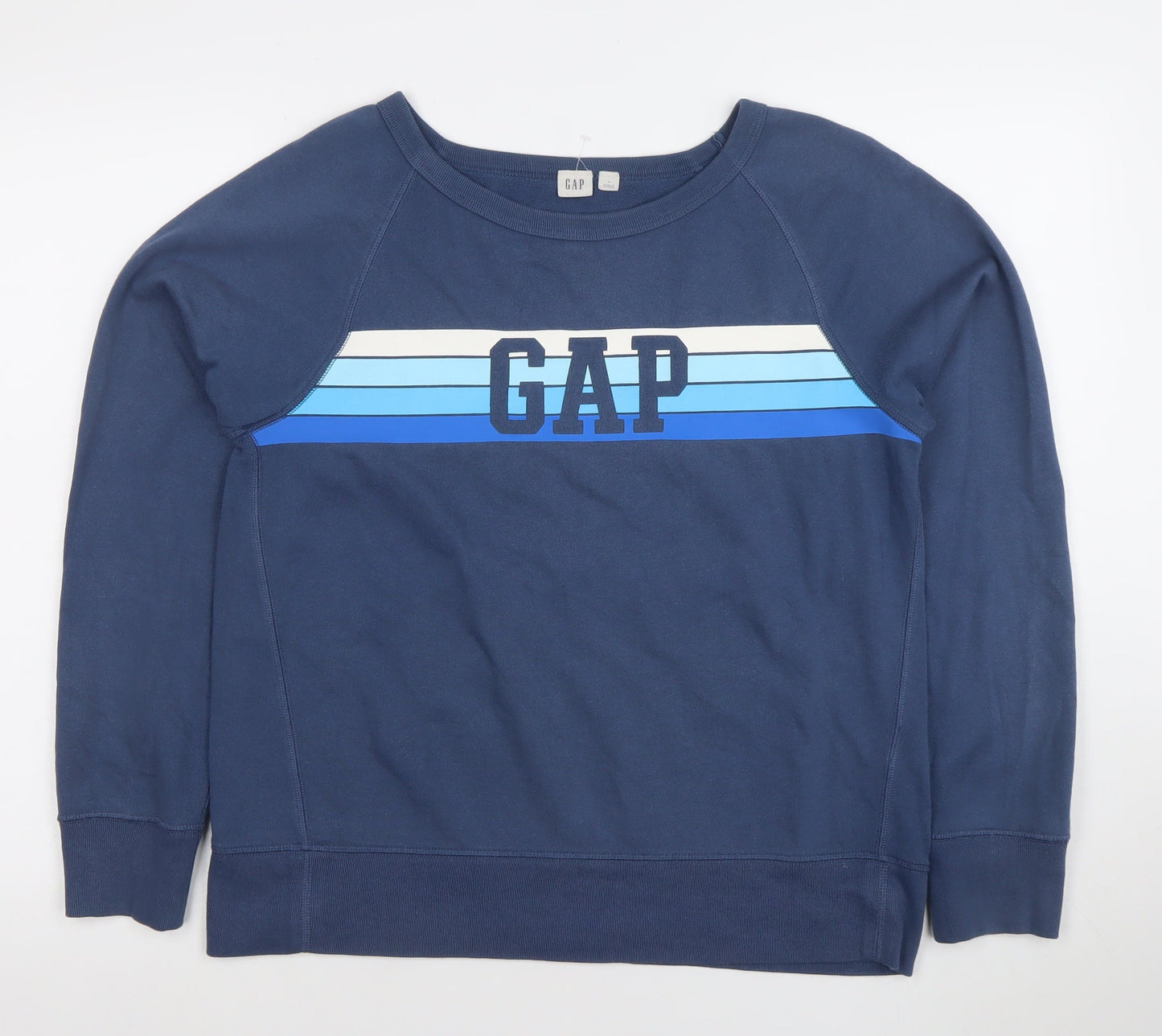 GAP Women Blue Logo Crew Neck Pullover Sweatshirt Size M