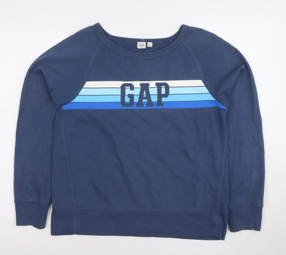 GAP Women Blue Logo Crew Neck Pullover Sweatshirt Size M