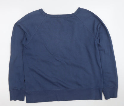 GAP Women Blue Logo Crew Neck Pullover Sweatshirt Size M