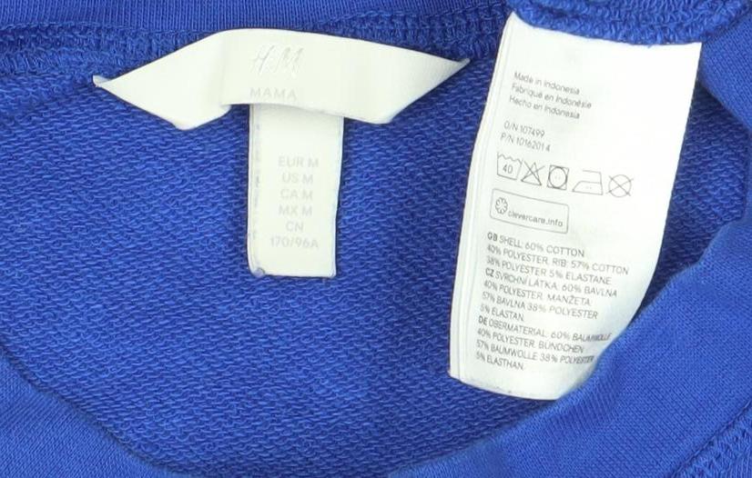 H&M Women Blue PARIS Crew Neck Sweatshirt Size 14 Cotton Blend