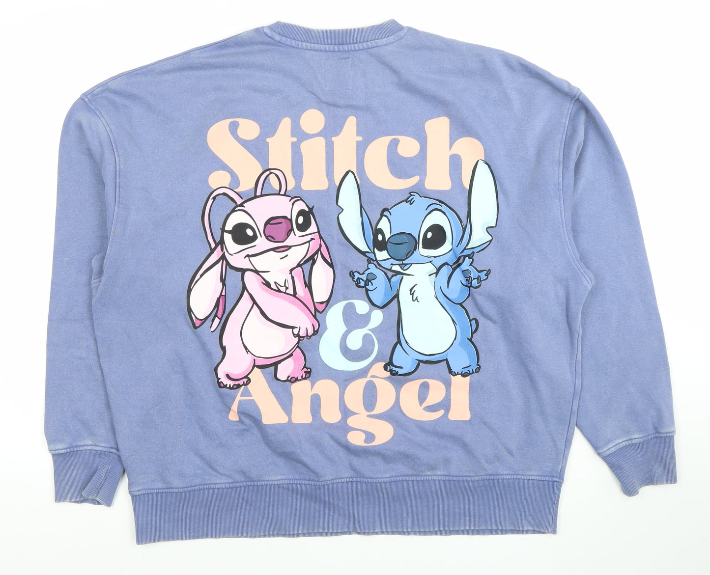 Disney Stitch & Angel Blue Sweatshirt Women M Primark Cotton Pullover