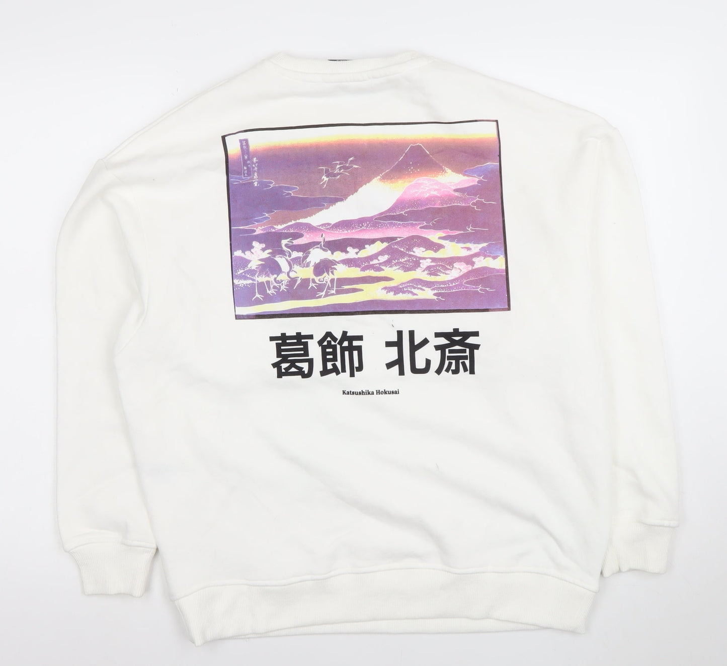 Primark Women White Katsushika Hokusai Graphic Sweatshirt XS