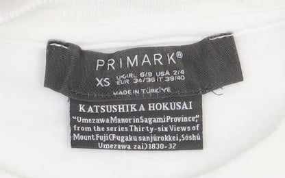 Primark Women White Katsushika Hokusai Graphic Sweatshirt XS