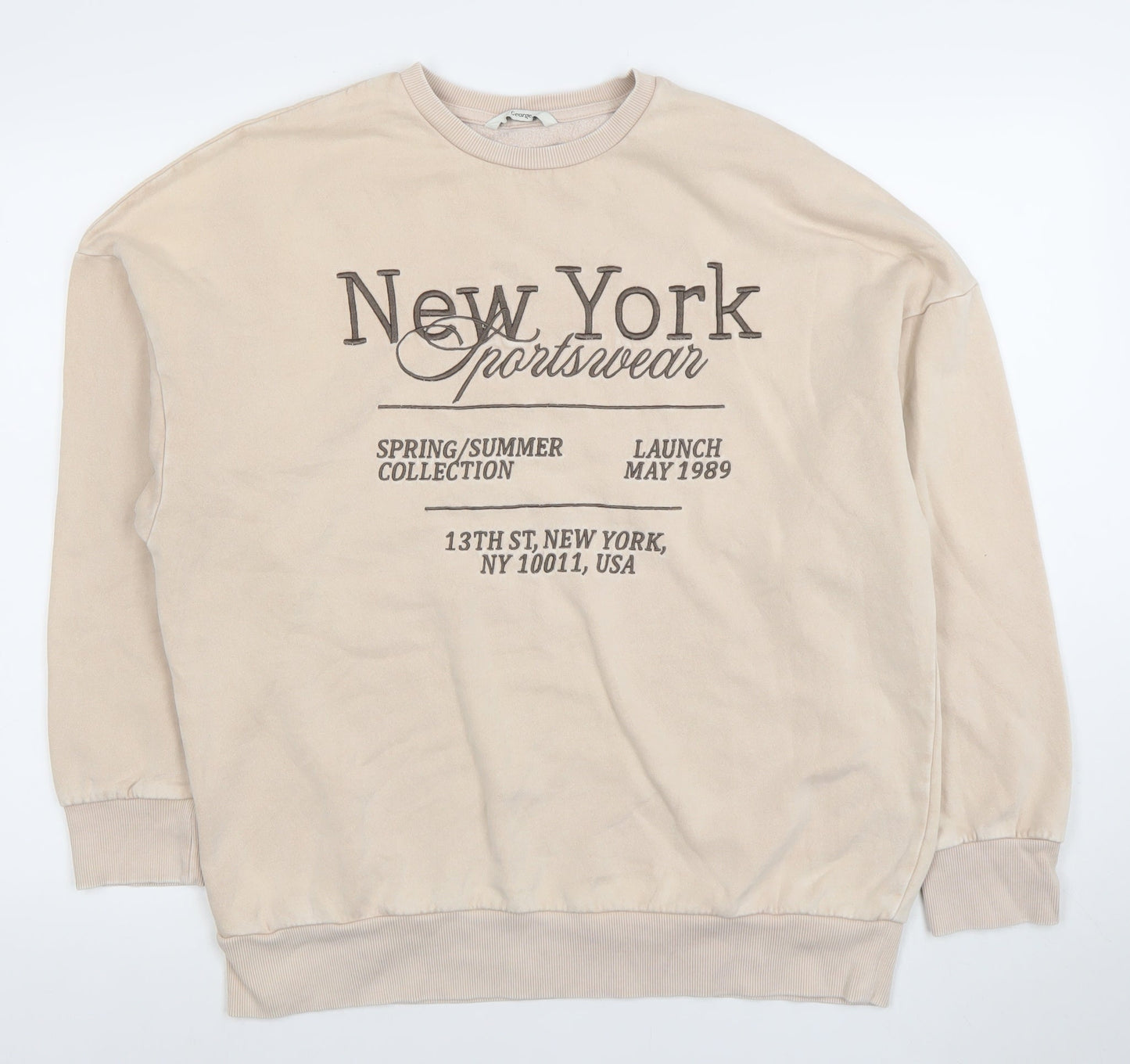 George Women Beige Cotton Blend Pullover Sweatshirt Size 12-14