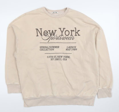George Women Beige Cotton Blend Pullover Sweatshirt Size 12-14