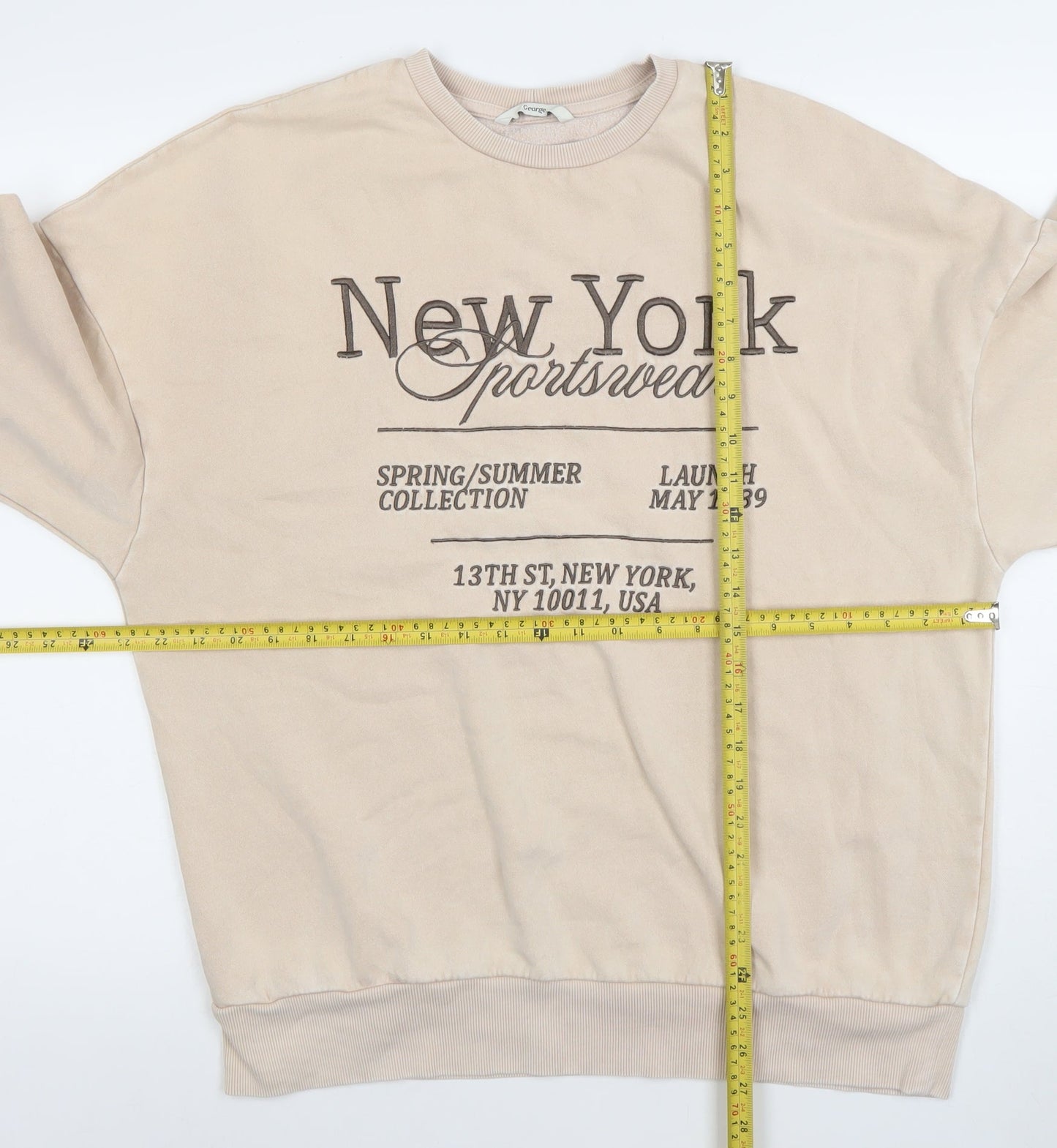 George Women Beige Cotton Blend Pullover Sweatshirt Size 12-14