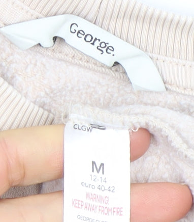 George Women Beige Cotton Blend Pullover Sweatshirt Size 12-14