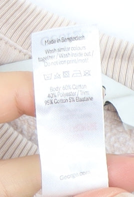 George Women Beige Cotton Blend Pullover Sweatshirt Size 12-14