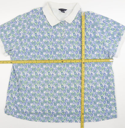 Lands' End Women's Blue Green Polo Shirt UK 24/26 Classic Fit