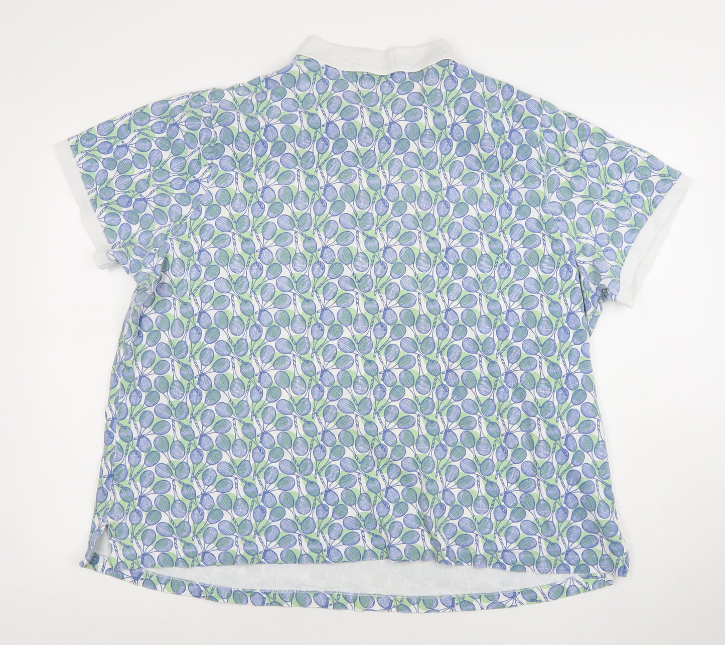 Lands' End Women's Blue Green Polo Shirt UK 24/26 Classic Fit