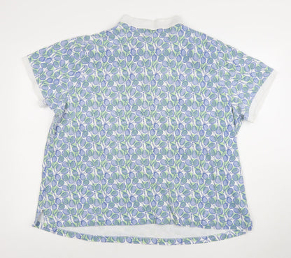 Lands' End Women's Blue Green Polo Shirt UK 24/26 Classic Fit