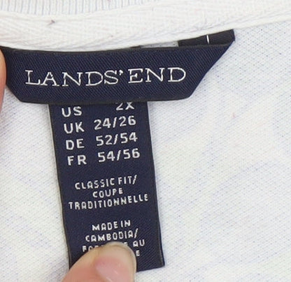 Lands' End Women's Blue Green Polo Shirt UK 24/26 Classic Fit