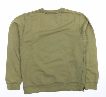 Ushi Mens Green Cotton Crew Neck Sweatshirt Size L