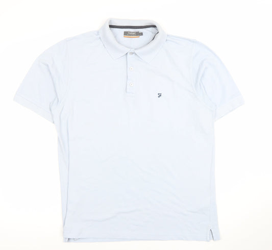 Farah Weekend Men's Light Blue Polo Shirt L Regular Fit Cotton