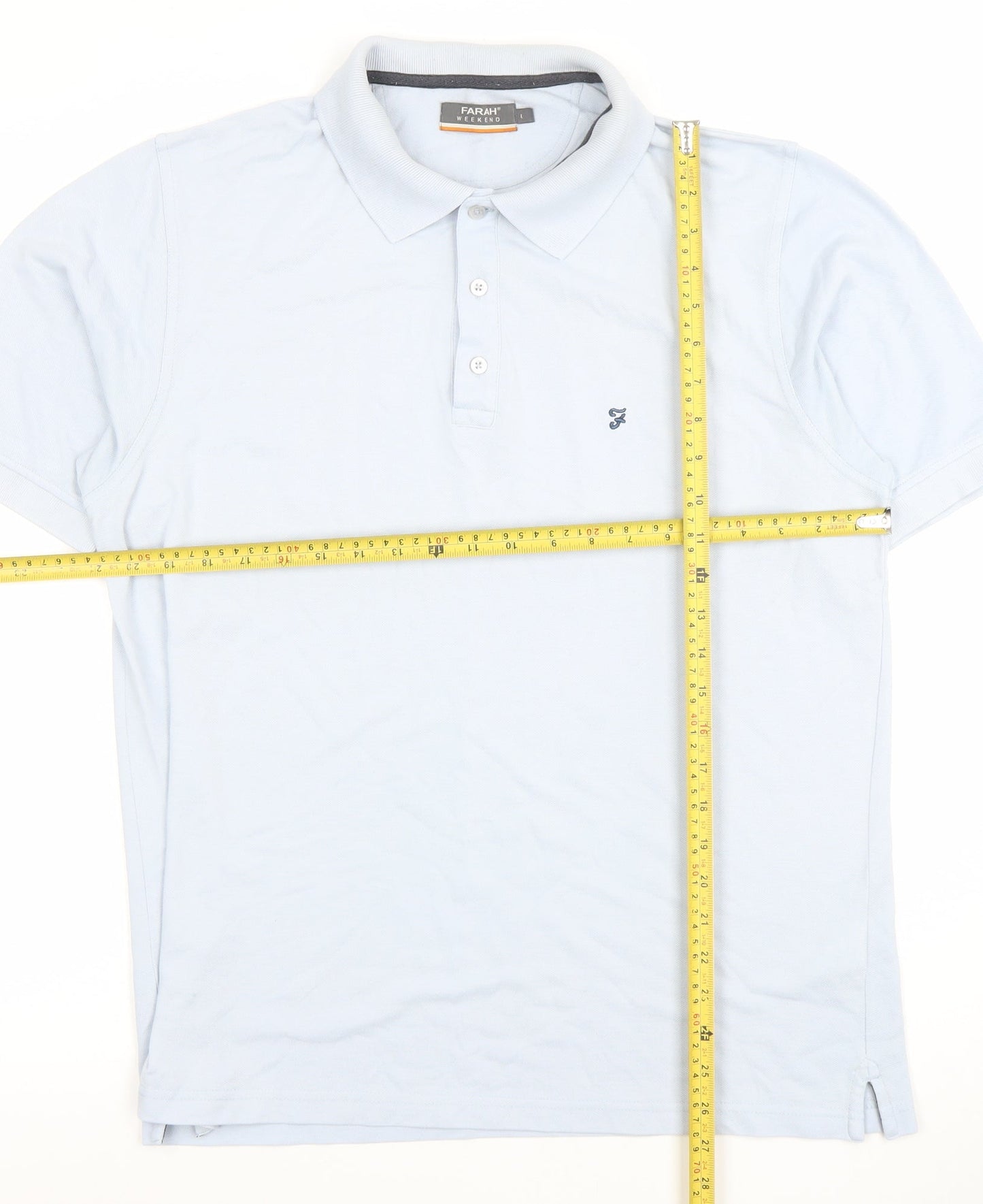 Farah Weekend Men's Light Blue Polo Shirt L Regular Fit Cotton