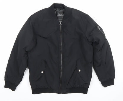 Next Boys Black Bomber Jacket 10 Years Polyester Lined Zip Pockets