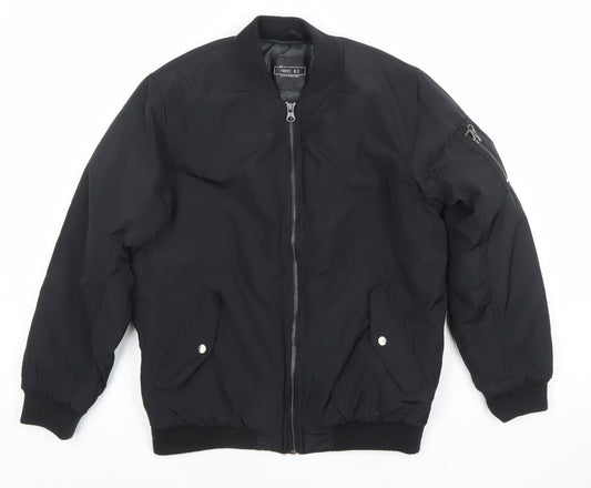 Next Boys Black Bomber Jacket 10 Years Polyester Lined Zip Pockets