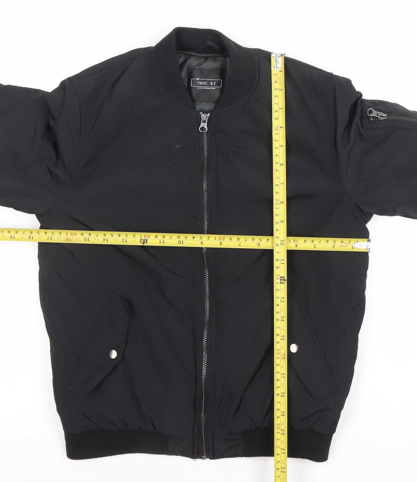 Next Boys Black Bomber Jacket 10 Years Polyester Lined Zip Pockets