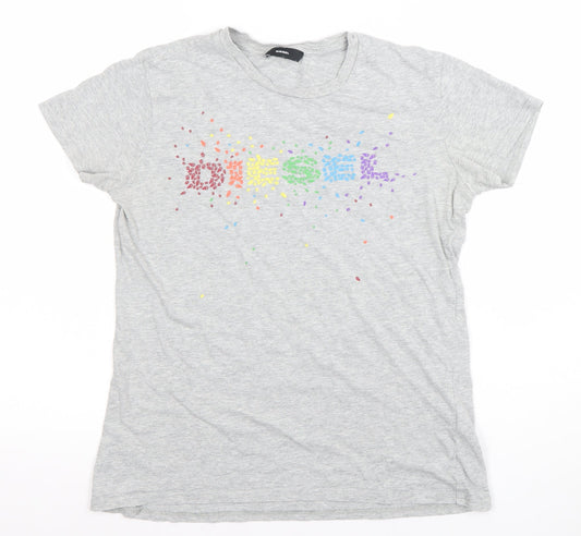 Womens UK Size M Diesel Grey Basic T-Shirt