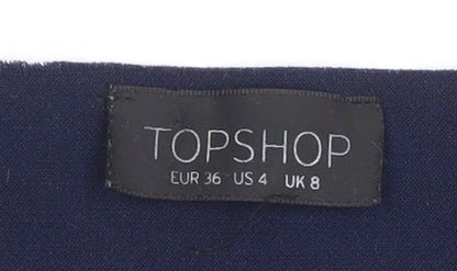 Topshop Women’s Navy & Cream Colourblock Long Sleeve Top UK 8