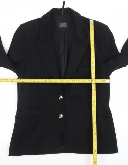 Marks and Spencer Women Black Size 14 Classic Two-Button Blazer