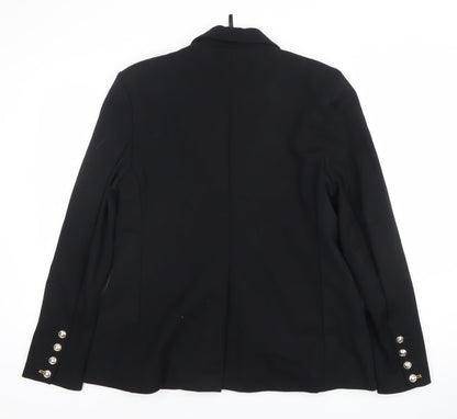 Marks and Spencer Women Black Size 14 Classic Two-Button Blazer