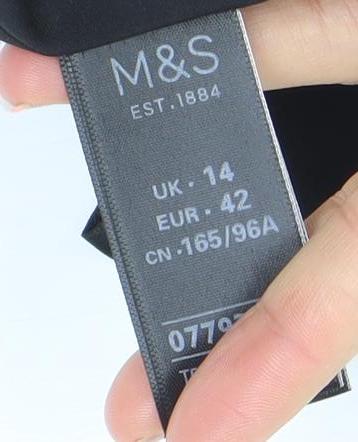 Marks and Spencer Women Black Size 14 Classic Two-Button Blazer