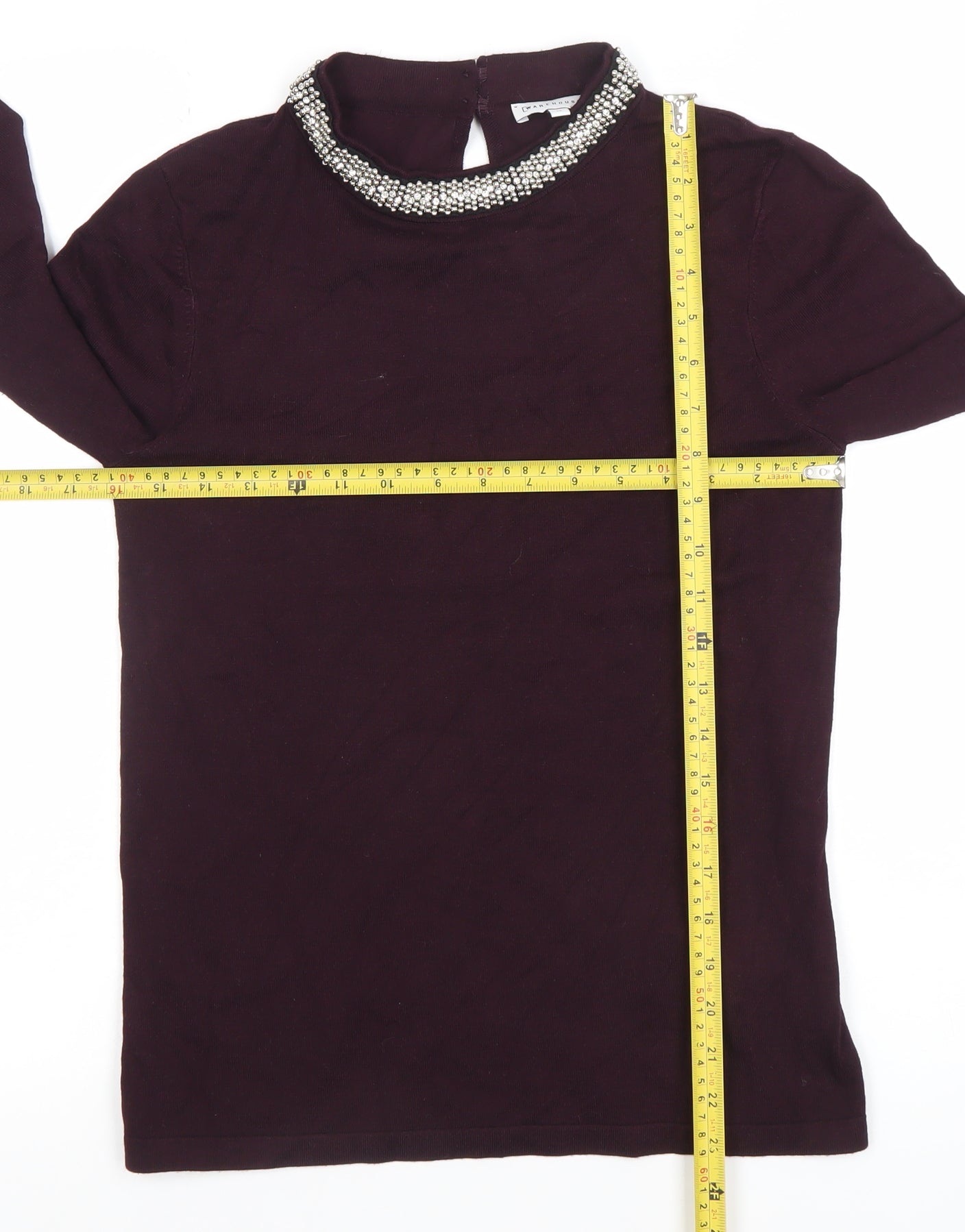Womens UK Size 12 Warehouse Purple Basic Blouse
