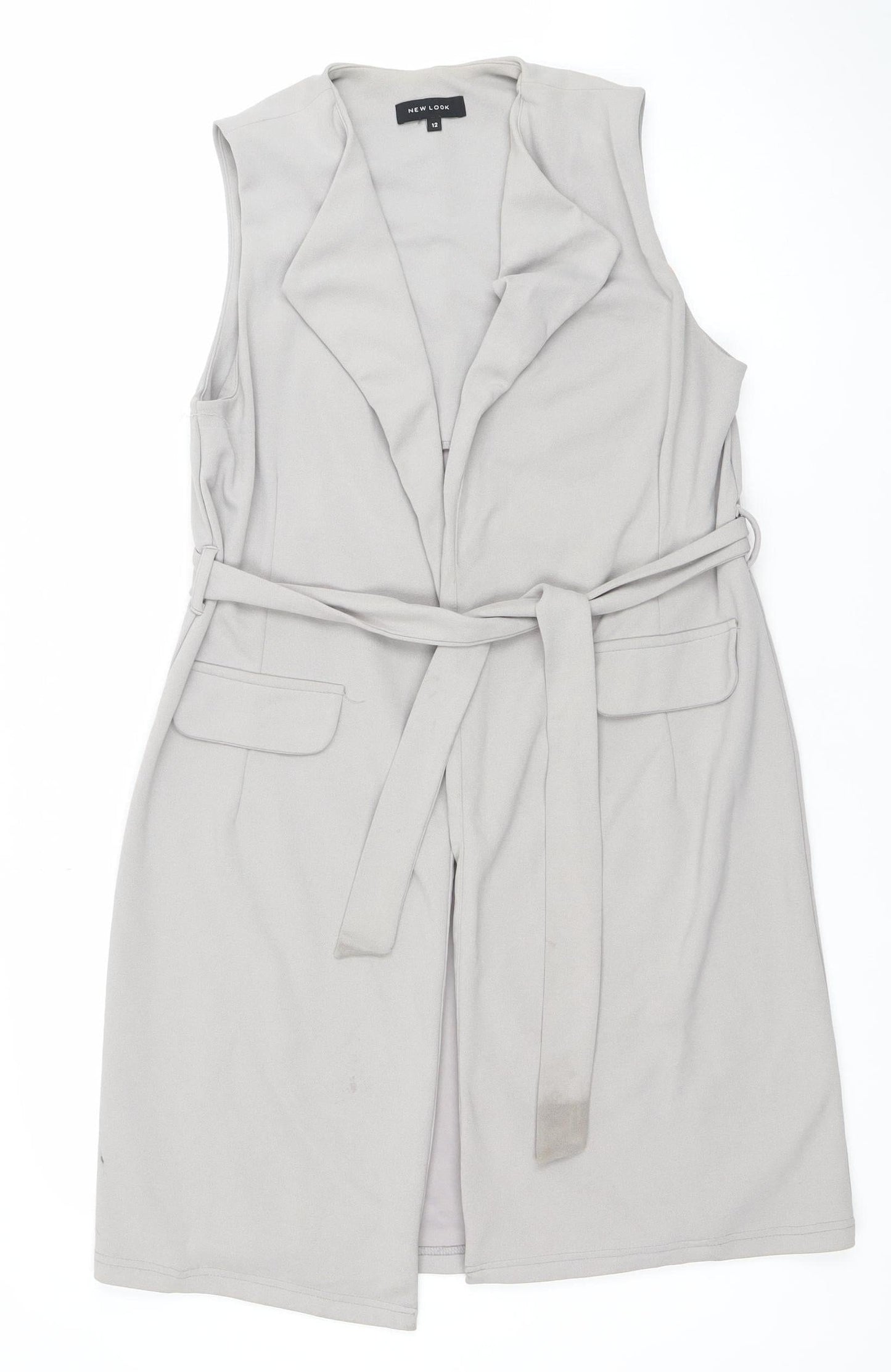 New Look Women's Grey Belted Sleeveless Waistcoat Size 12