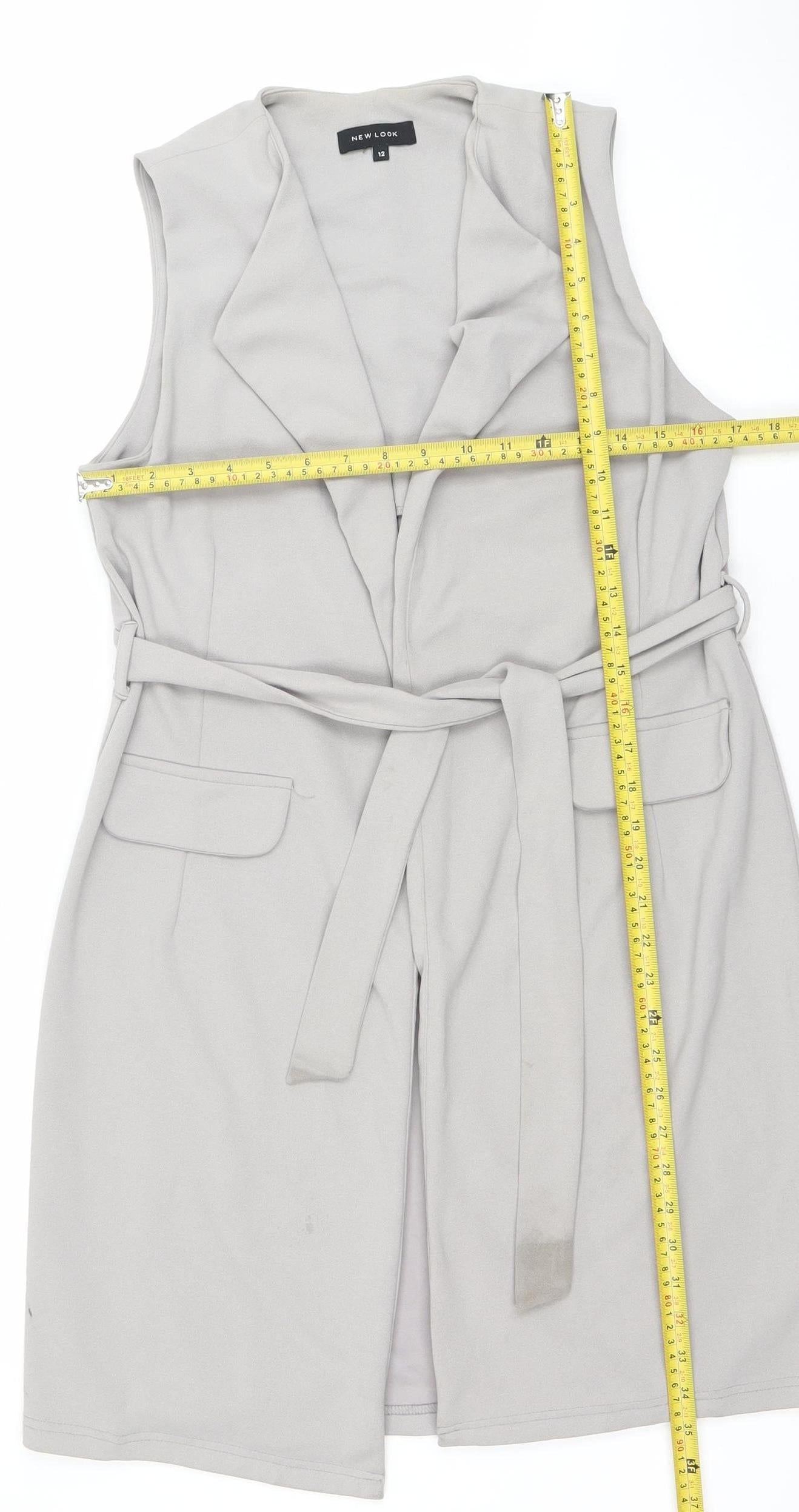 New Look Women's Grey Belted Sleeveless Waistcoat Size 12