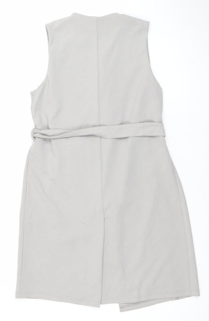 New Look Women's Grey Belted Sleeveless Waistcoat Size 12