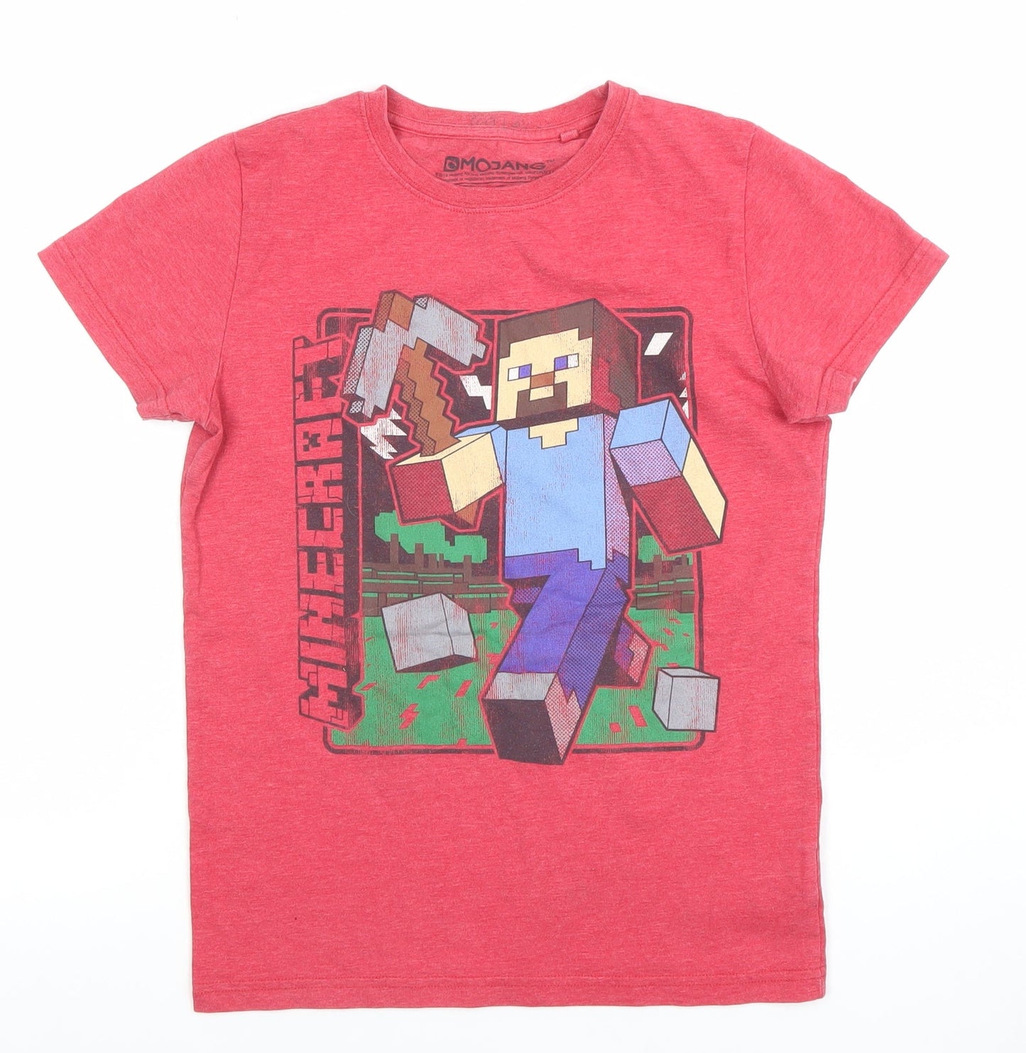 Next Boys Red Minecraft T-Shirt 11 Years Graphic Print Short Sleeve