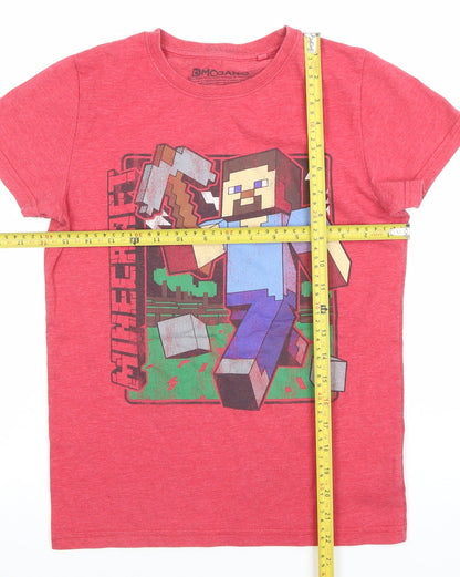 Next Boys Red Minecraft T-Shirt 11 Years Graphic Print Short Sleeve